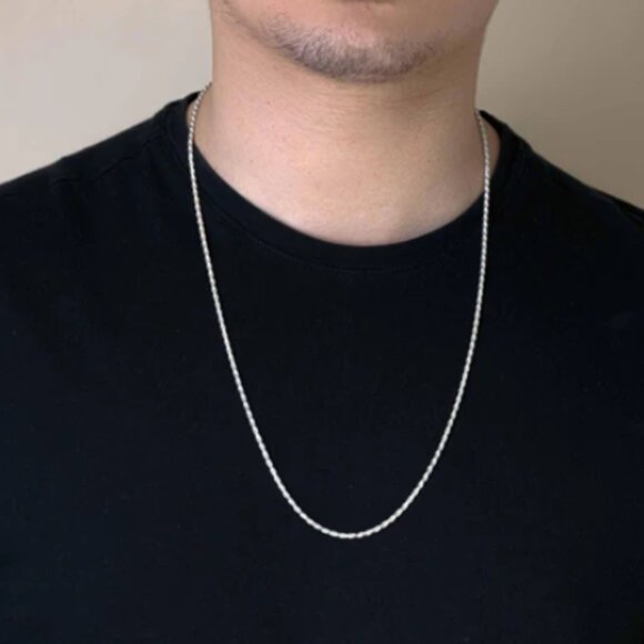 STERLING SILVER 925 HIGH POLISHED ROPE CHAIN 2.8 MM 16 INCHES